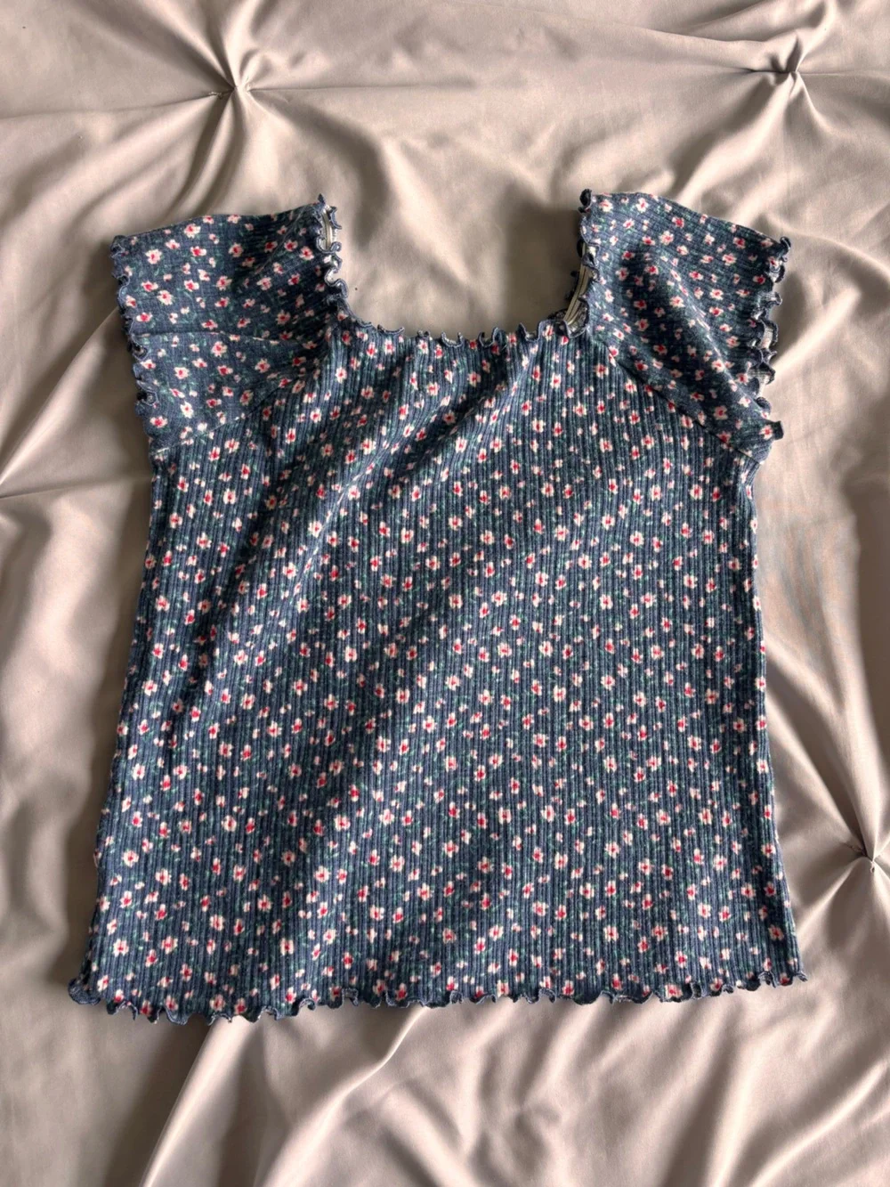 Old Navy Kids Navy Blue Floral Short Sleeve T-Shirt Size Large 10-12 Girls - Picture 3 of 4